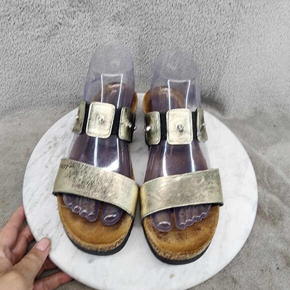 Naot Shoes Womens Size EU 38 US 7 Ashley Gold Metallic Leather Straps Sandals *G - Picture 5 of 14
